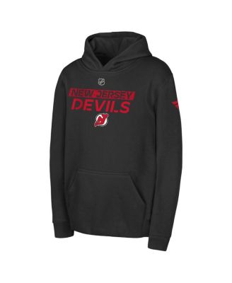 Outerstuff - Big Boys and Girls Black New Jersey Devils Authentic Pro Wordmark Fleece Pullover Hoodie