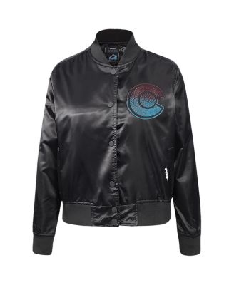 Women's Black Colorado Avalanche Rhinestone Jewels Satin Full-Snap Jacket