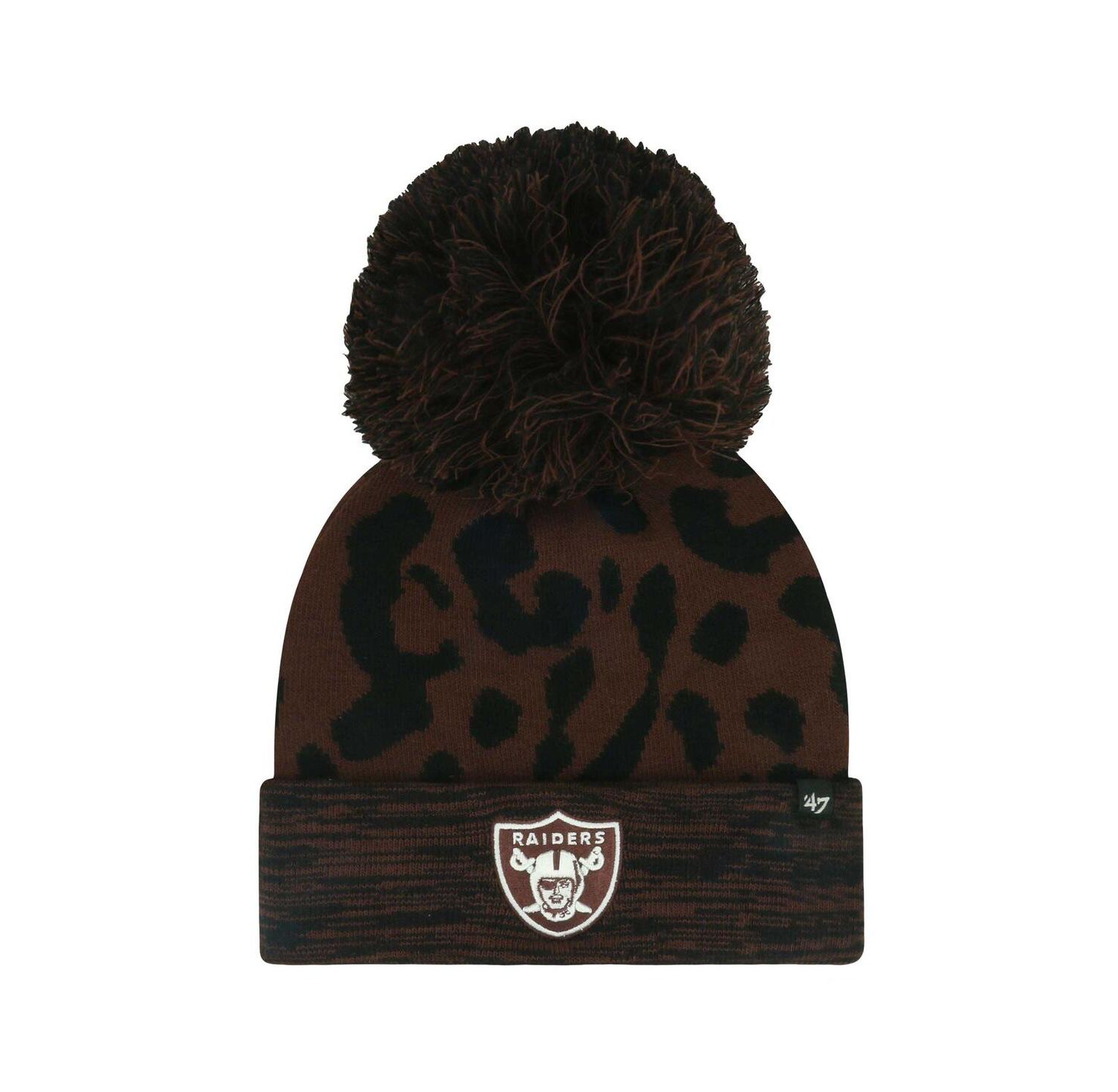 Women's Brown Las Vegas Raiders Cacao Cuffed with Pom Knit Hat