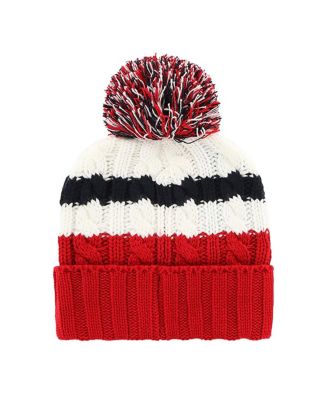Women's White/Red Washington Nationals Ashfield Cuffed with Pom Knit Hat