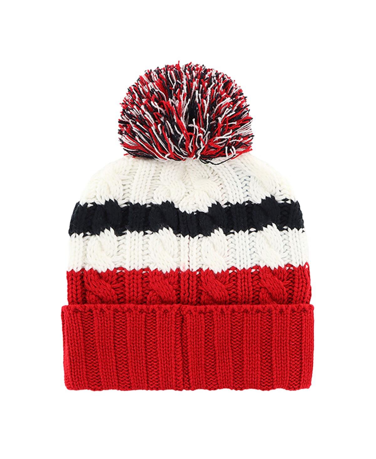 47 Brand Women's White/red Washington Nationals Ashfield Cuffed With Pom Knit Hat In White,red
