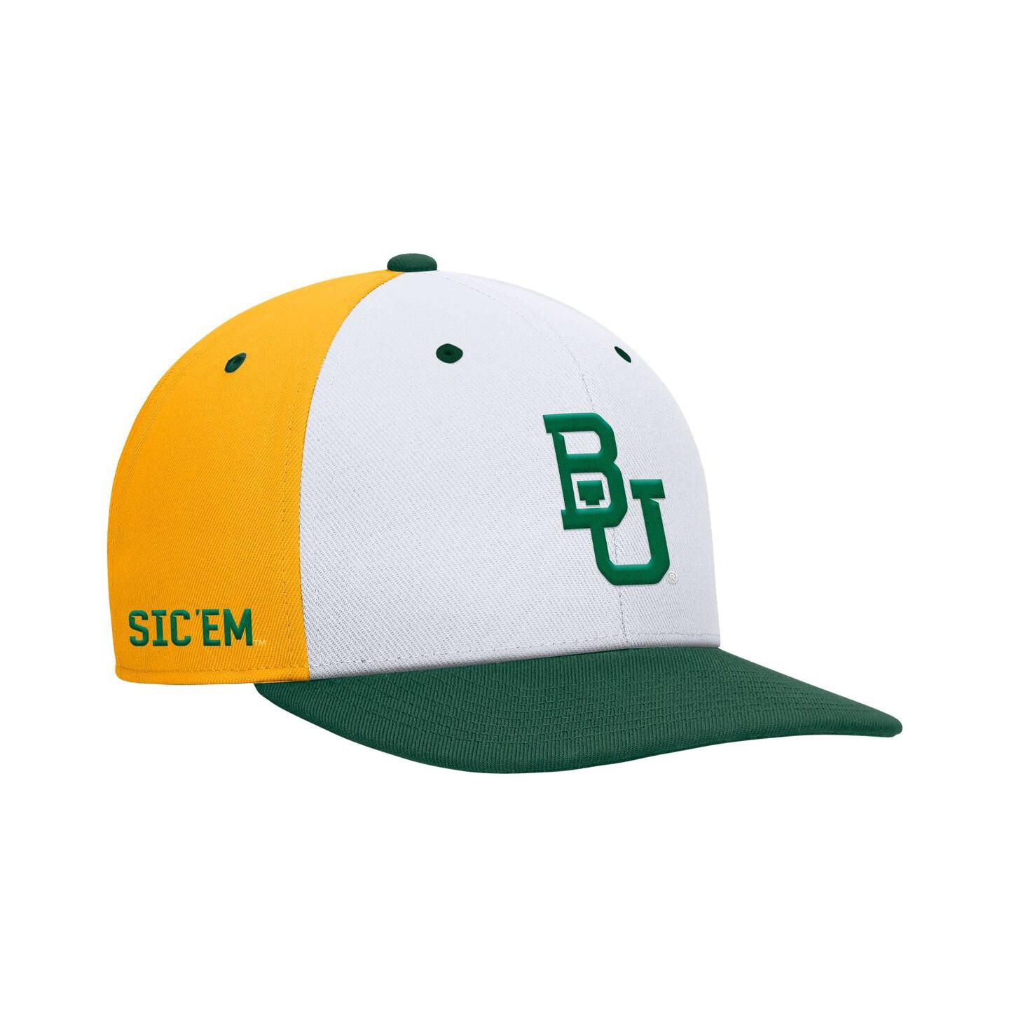 Мужская кепка Nike White/Gold Baylor Bears Pro Performance Snapback Hat — фото 1