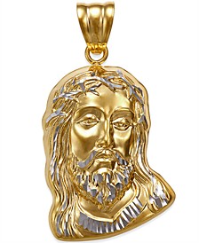 Men's Christ Head Pendant in 14k Yellow and White Gold