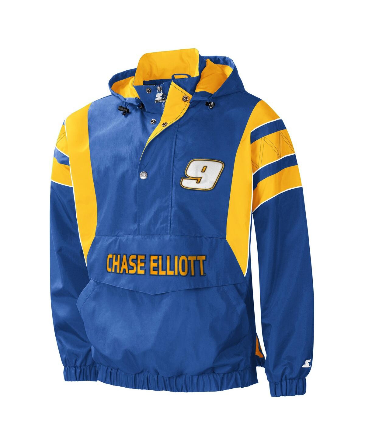 Starter Men's Royal/yellow Chase Elliott Impact Half-snap Pullover Jacket In Multi