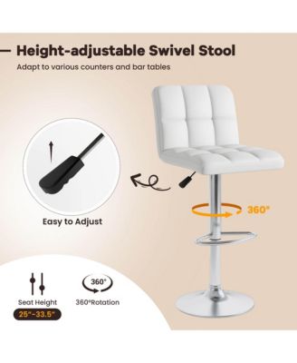 Modern Swivel Bar Stools Set of 2 with Heavy-duty Metal Base & Footrest Back