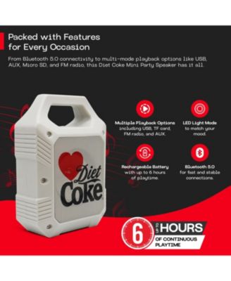 Coca-Cola Light Weight Mini Party Speaker with LED Lights and FM Radio