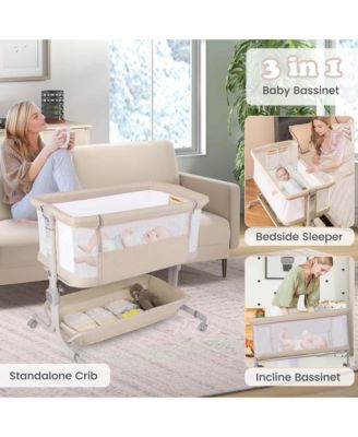 Baby Bassinet Bedside Sleeper with6-Level Adjustable Height
