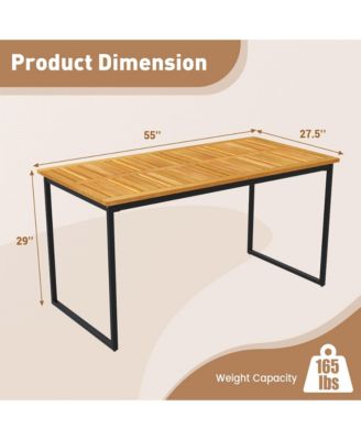 55" Acacia Wood Dining Table for 6 – Rectangular Patio Table with Umbrella Hole