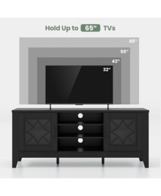 Farmhouse TV Stand for TVs with Up to 4 Adjustable Shelves and Storage Space