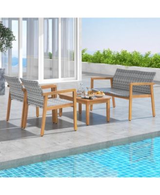 4-Piece Patio Furniture Set with Loveseat Single Chairs and Coffee Table