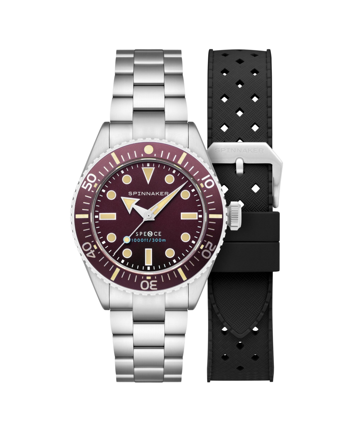 Men's Spence 300 Automatic Solid Stainless Steel Bracelet Watch, 40mm - Red