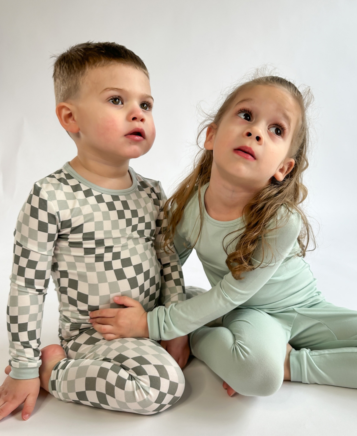 Tiny Knot Co. Baby Boys And Girls 4-piece Long Sleeve Pajama Set In Mint Daze,hazy