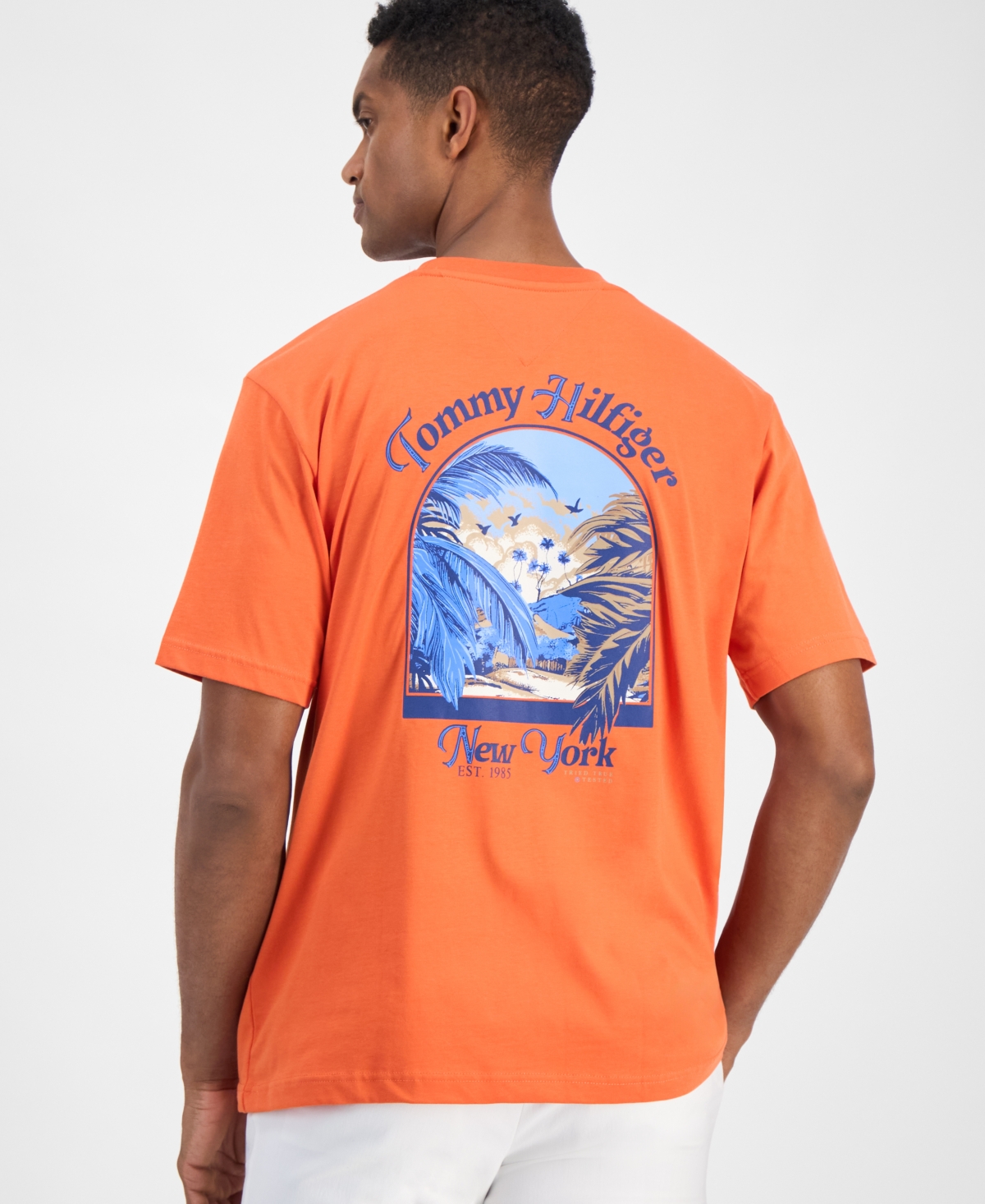 Tommy Hilfiger Men's Relaxed Fit Short Sleeve Crewneck Logo Graphic T-shirt In Brilliant Orange