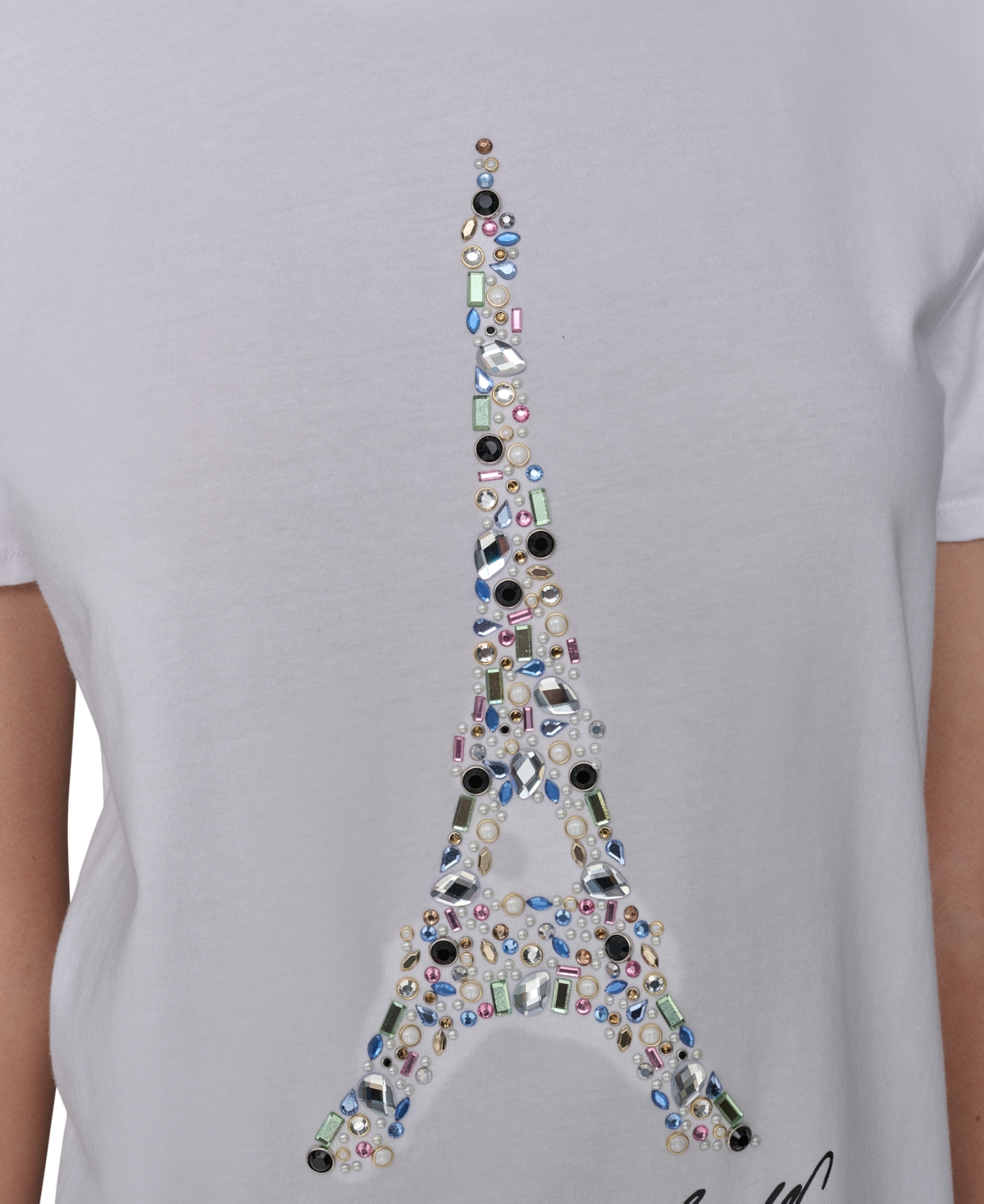 Shop Karl Lagerfeld Women's Jewel Eiffel Crewneck T-shirt In White