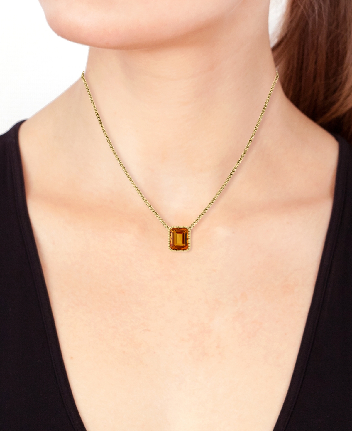Effy Collection Effy Citrine Pendant Necklace (5-7/8 Ct. T.w.) In 14k Gold Over Silver, 17" + 1" Extender In Citrine