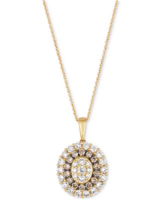 Le Vian - Chocolate Diamond & Nude Diamond Oval Halo Adjustable 20" Pendant Necklace (1-1/2 ct. t.w.) in 14k Rose Gold