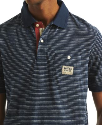 Men's Short Sleeve Textured Striped Polo Shirt