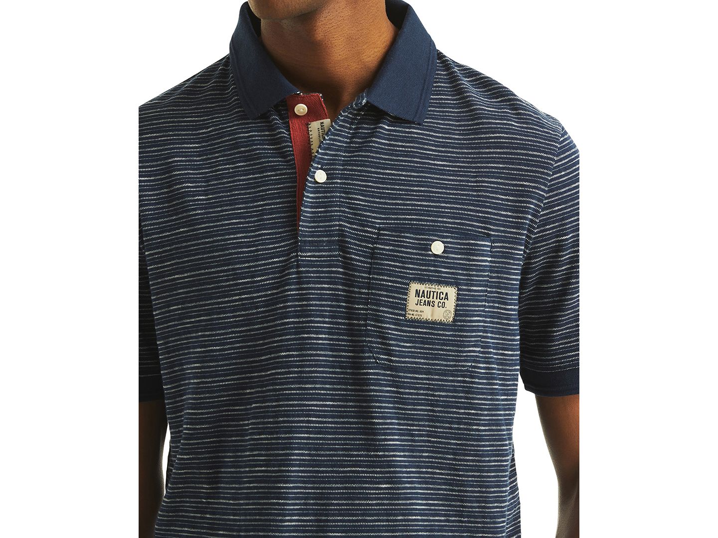 Мужское поло Nautica Short Sleeve Textured Striped Polo Shirt, цвет: Чёрный — фото 3