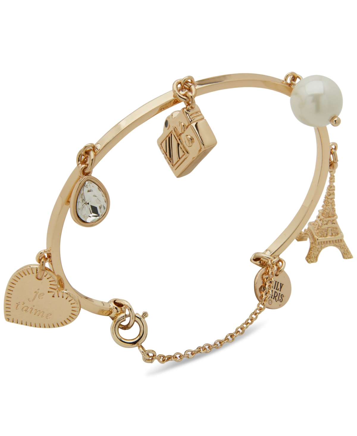 Gold-Tone Crystal & Imitation Pearl Charm Bracelet - Crystal Wh
