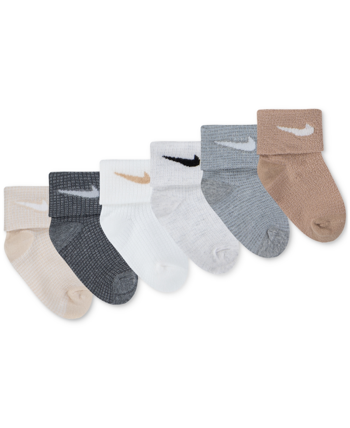 Nike Baby Waffle Knit Socks, Pack Of 6 In Sandrift