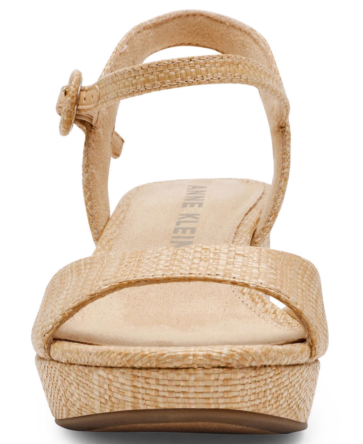Anne Klein Piper Ankle Strap Platform Sandal In Natural Raffia