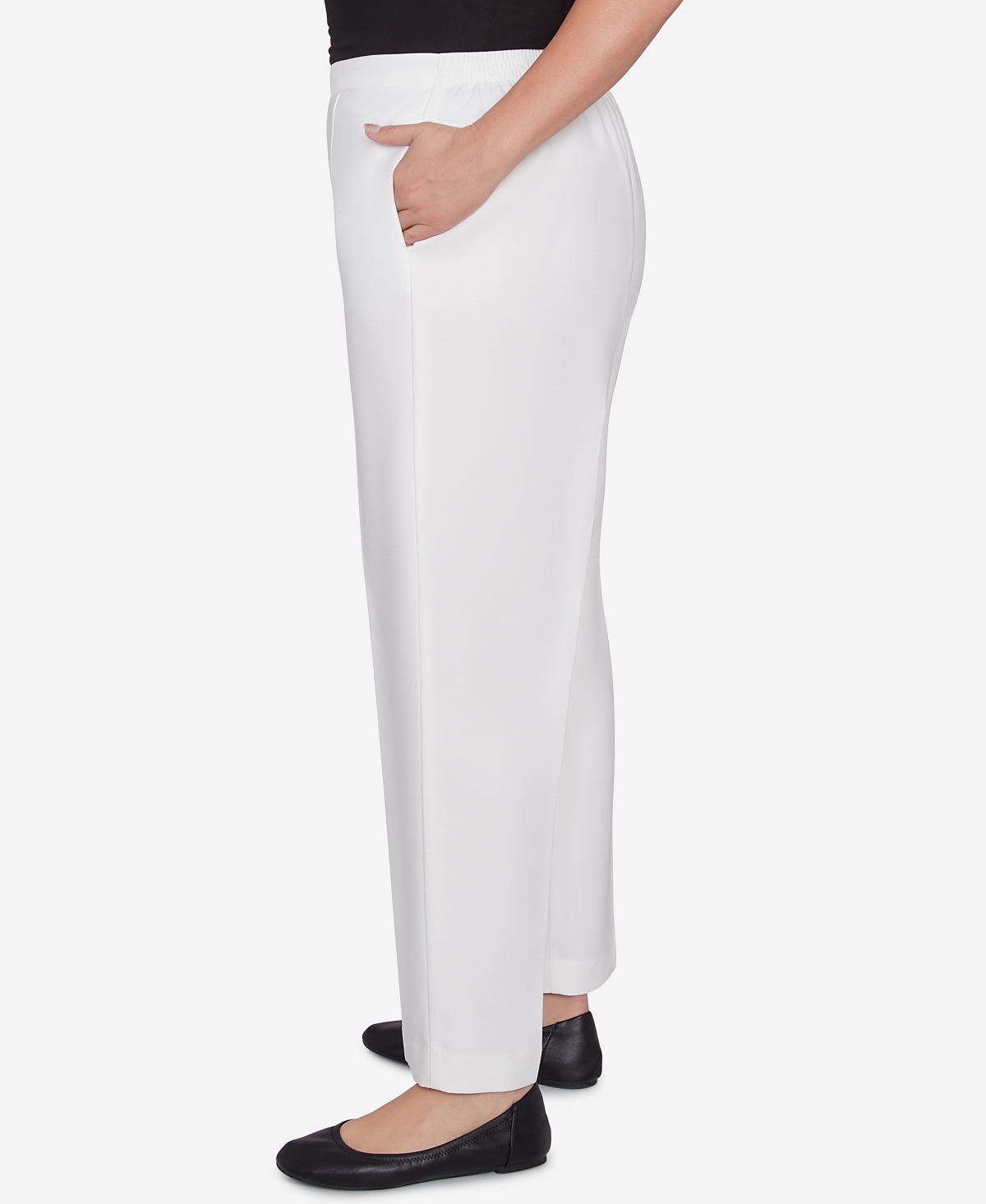 Alfred Dunner Plus Size Copenhagen Soft Heather Microfiber Average Length Pants In Oyster