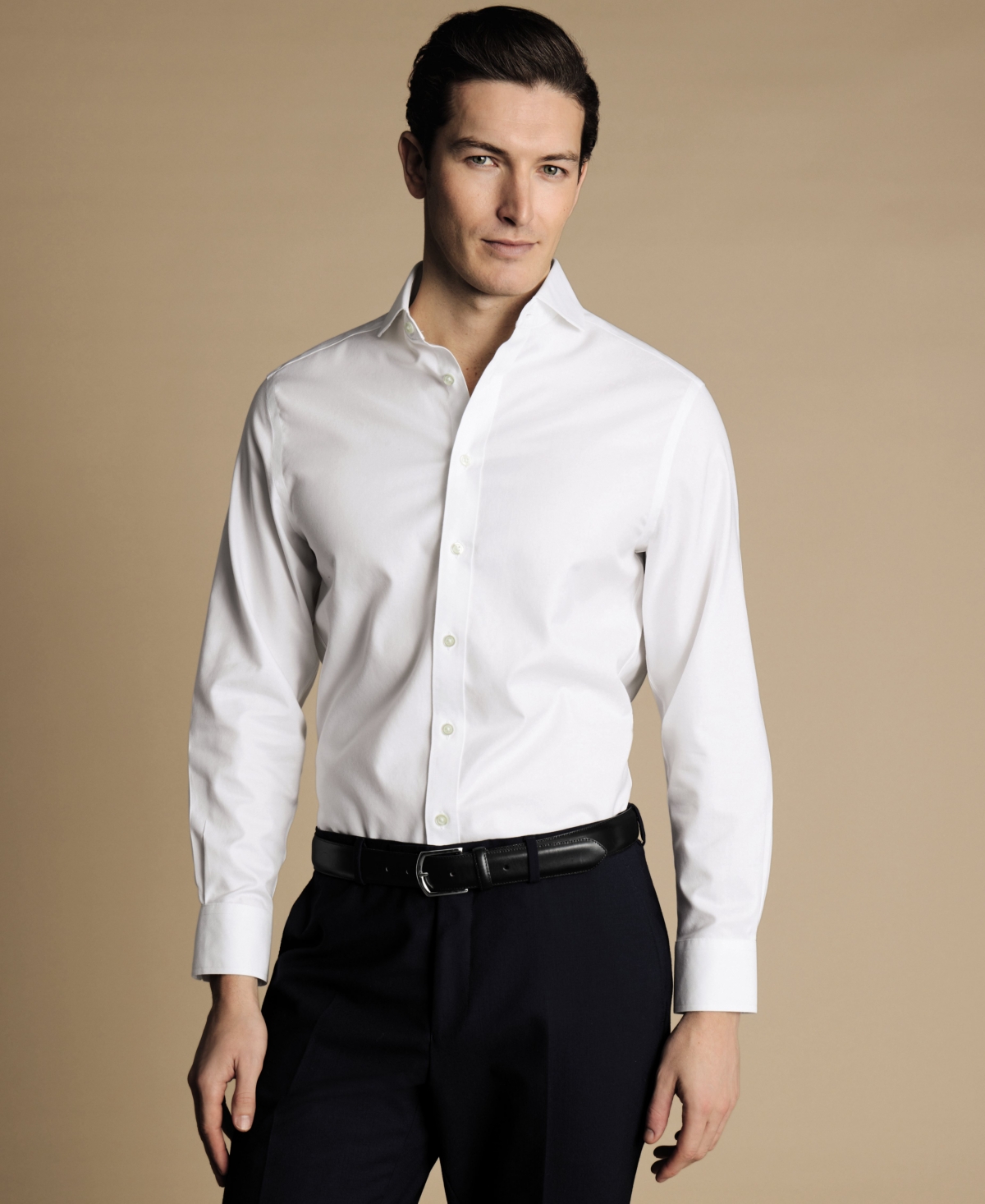 Men's Slim-Fit Twill Dress Shirt - White