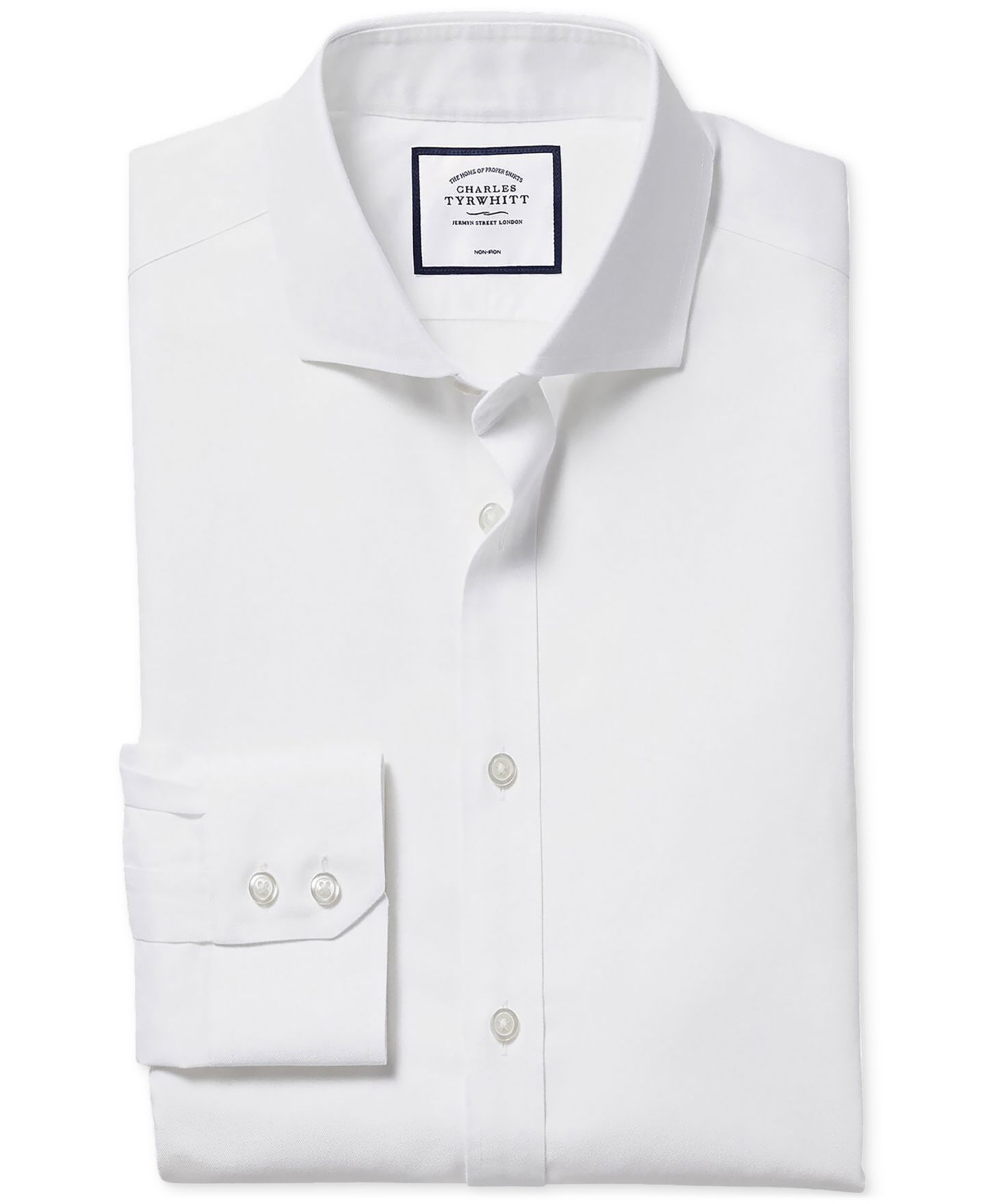 Мужская рубашка Charles Tyrwhitt Slim-Fit Twill Dress Shirt, цвет: Белый — фото 6