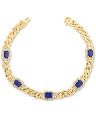 Diamond (5/8 ct. t.w.) & Sapphire (3-1/3 ct. t.w.) Bracelet in 14k Gold Over Silver