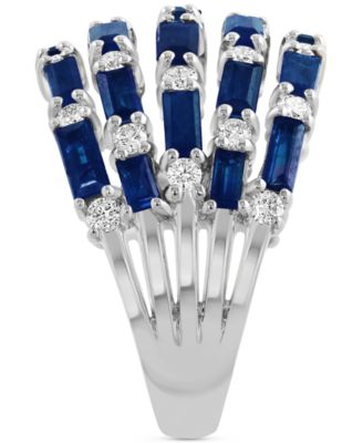 Diamond (5/8 ct. t.w.) & Blue Sapphire (3 ct. t.w.) Ring in 14k White Gold (Available in Pink Sapphire, Emerald, and Ruby)
