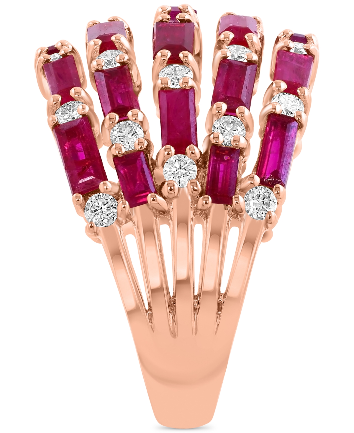 EFFY COLLECTION DIAMOND (5/8 CT. T.W.) & RUBY (2-5/8 CT. T.W.) RING IN 14K ROSE GOLD 