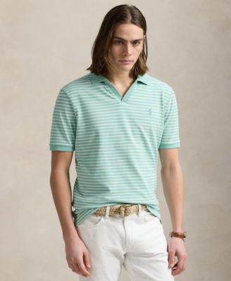 Men's Classic Striped Stretch Mesh Polo Shirt
