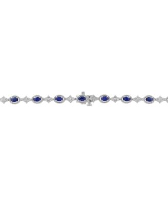Diamond (1 ct. t.w.) & Sapphire (8-3/4 ct. t.w.) Strand 18" Necklace in Sterling Silver