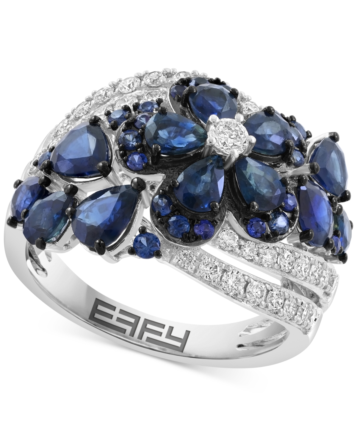 Diamond (1/2 ct. t.w.) & Sapphire (3-1/6 ct. t.w.) Ring in 14k White Gold - Sapphire