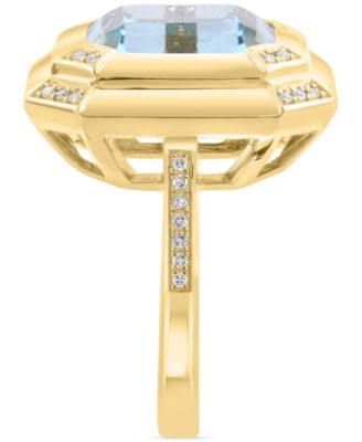 EFFY&reg; Sky Blue Topaz (12-1/2 ct. tw.) & Diamond (1/8 ct. t.w.) Ring in 14k Gold-Plated Sterling Silver