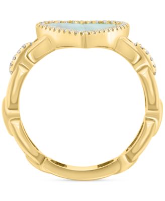 EFFY&reg; Malachite (13 x 10mm) & Diamond (1/4 ct. t.w.) Heart Ring in 14k Gold over Silver