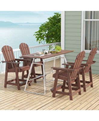 Tall Bar Stool HDPE Patio Chair w/ Armrest Footrest Home Indoor Outdoor