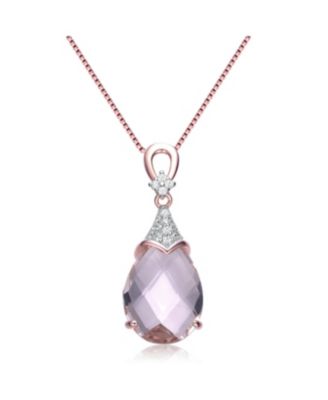Women's Elegant 18K Rose Gold Plated Colored CZ Teardrop Necklace
