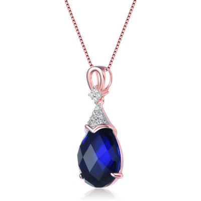 Women's Elegant 18K Rose Gold Plated Colored CZ Teardrop Necklace