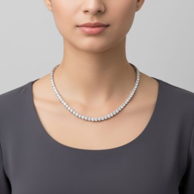 Women's Cubic Zirconia Eternity Circle Link Tennis Necklace