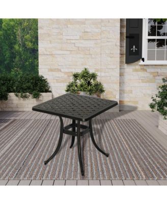 21 Inches Cast Aluminium Patio Bistro Table Outdoor Square Bar Table Antique Bronze Outdoor Small Side Table Outdoor Dining Table