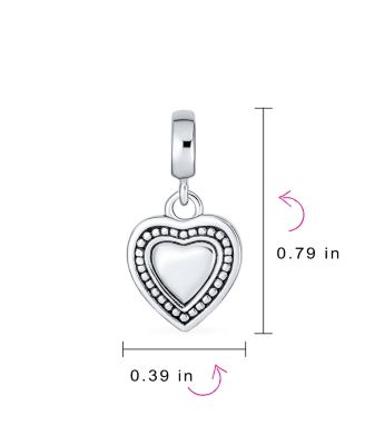  Initial Alphabet Bead Charm Heart Sterling Silver for European Bracelet