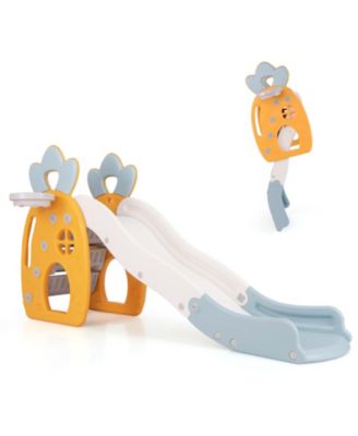 Foldable Slide with Basketball Hoop and Buffer Zone for Kids Aged 3+ Years Old