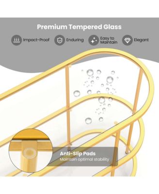 3-Tier TV Stand for TVs up to 65" with Tempered Glass Shelves TV Console Table