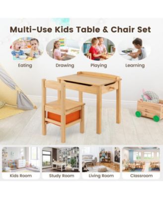 Flip-Top Kids Activity Table and Chair Set with Hidden Storage Space Fun and Organized Playtime Furniture