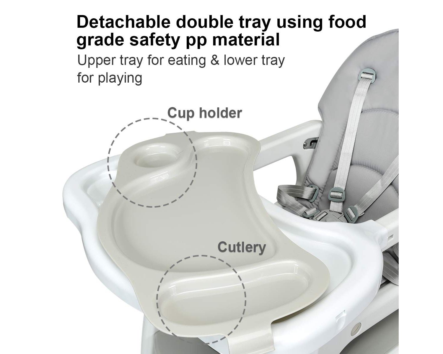 3-in-1 Baby High Chair with Lockable Universal Wheels