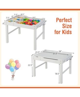 Kids Multi Activity Play Table Wooden Building Block Desk with Storage Paper Roll