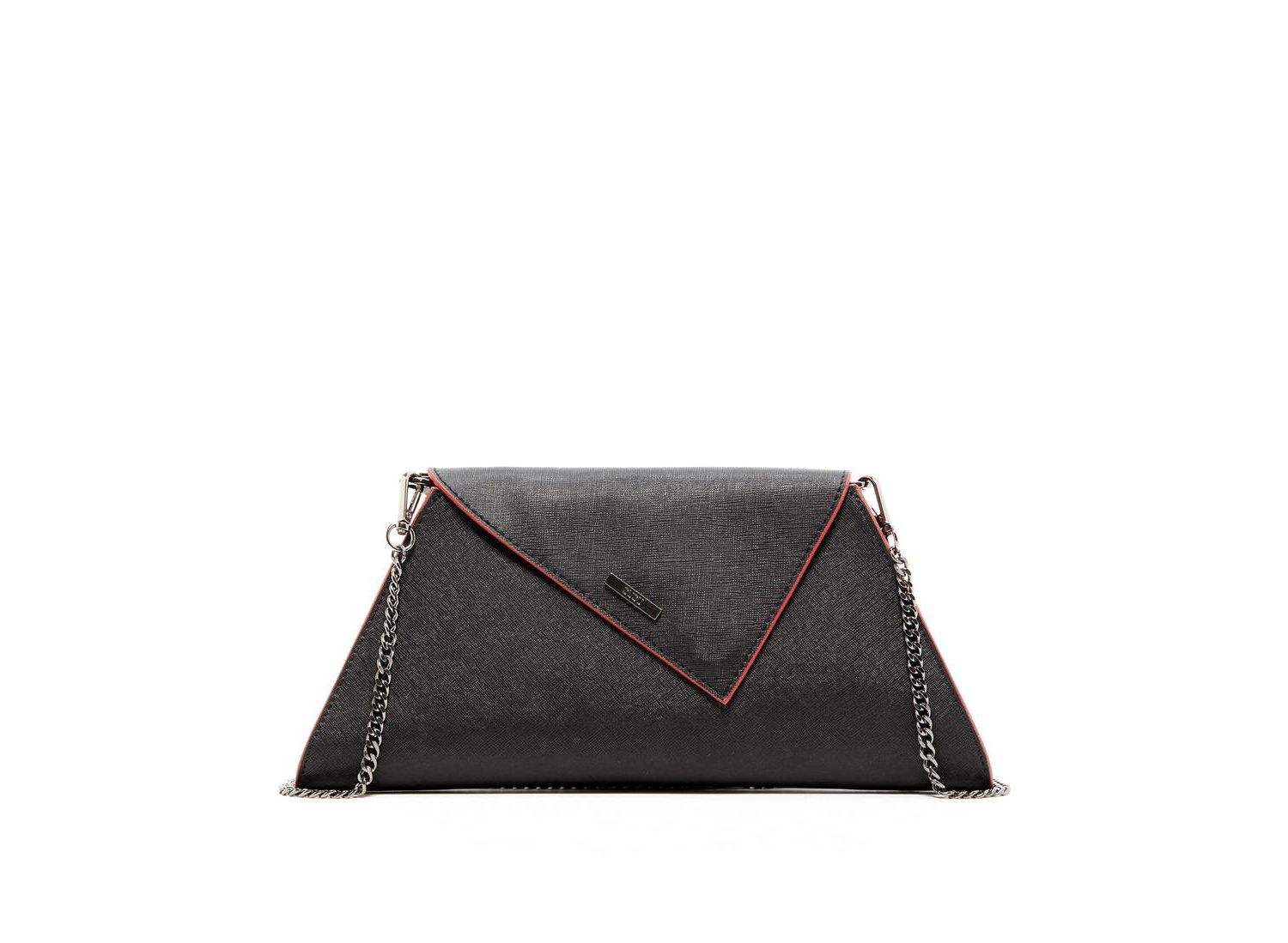 Black Leather Clutch Bag Unique Evening Purse Women's Handbag