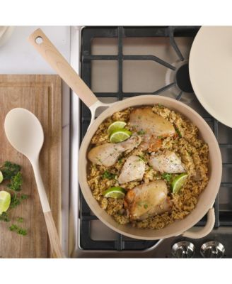 Cast Aluminum 13-Piece Cookware Set – Ceramic Nonstick, Linen White with Wood Handle