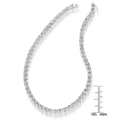 Sterling Silver with 6mm Clear Cubic Zirconia Tennis Necklace
